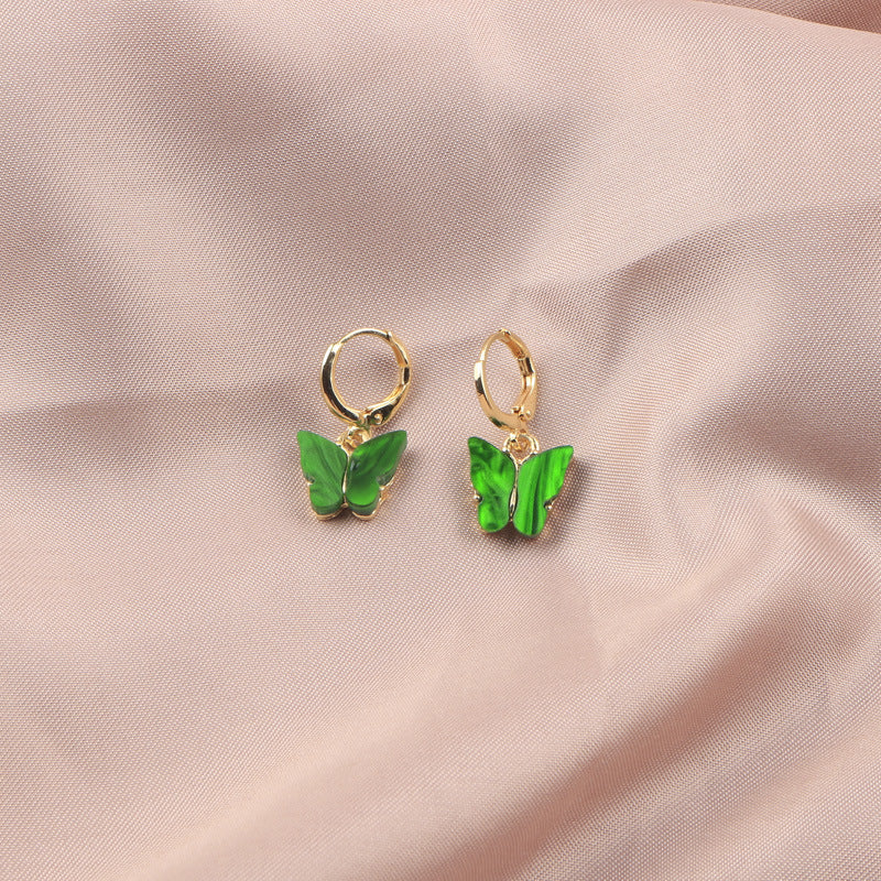 Venta al por mayor Pendientes De Metal De Mariposa De Acrílico Colorido